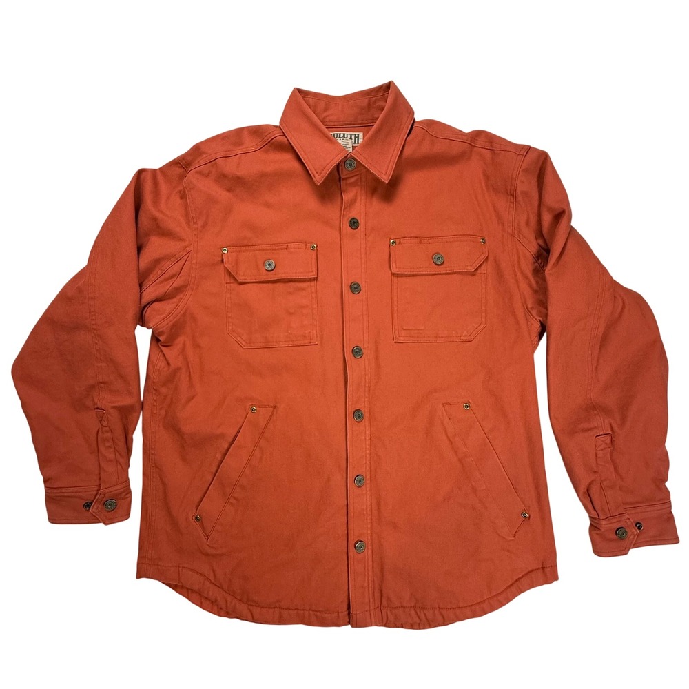 Duluth Trading Co‎ Fire Hose Fleece Lined Shirt Jacket Mens L Burnt Orange 89302